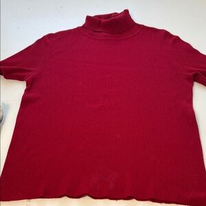 Vintage Judith Hart 1X Red Short Sleeve Turtle Neck Ribbed Sweater